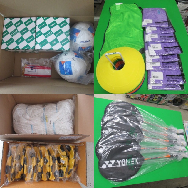 学校体育備品サッカーボールゴールネットバトミントンラケット他